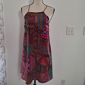 Pearle 88 - Pink Tribal Racer-back Spaghetti Strap Dress - Size S